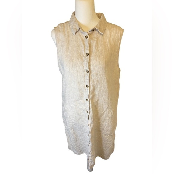 H by Halston  100% Linen shirt dress size Large - Picture 1 of 6